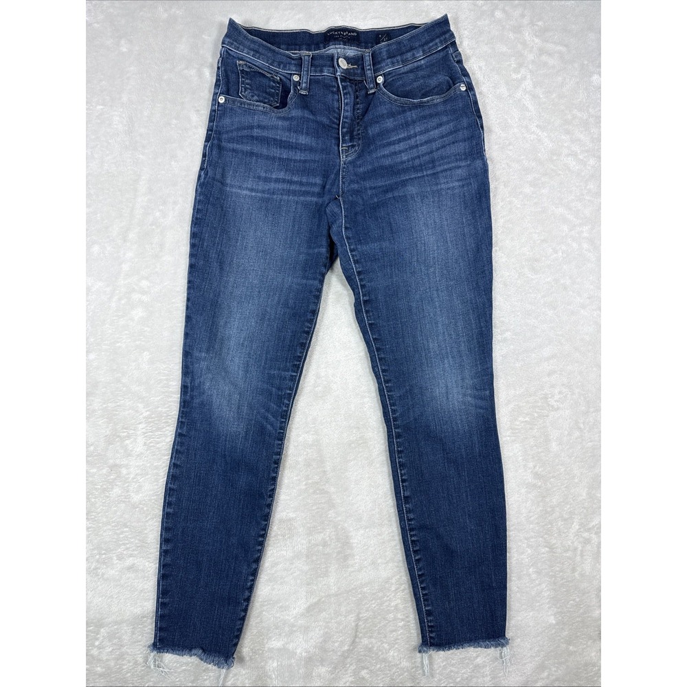 Lucky Brand Jeans Ava Mid-rise Skinny Size 4/27 Regular Blue Med Wash Raw Hem